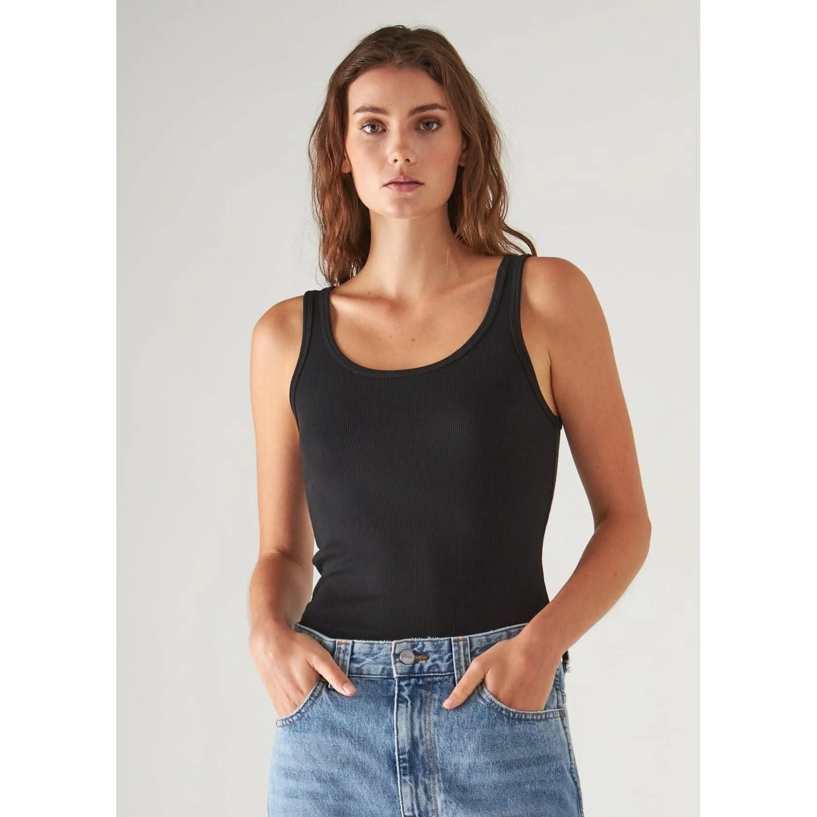 Patrick Assaraf Scoop Neck Rib Tank