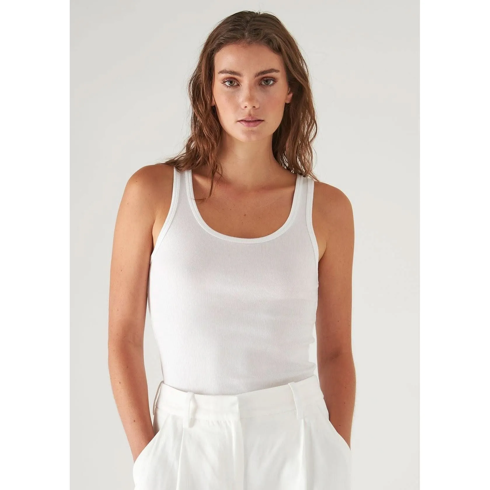 Patrick Assaraf Scoop Neck Rib Tank