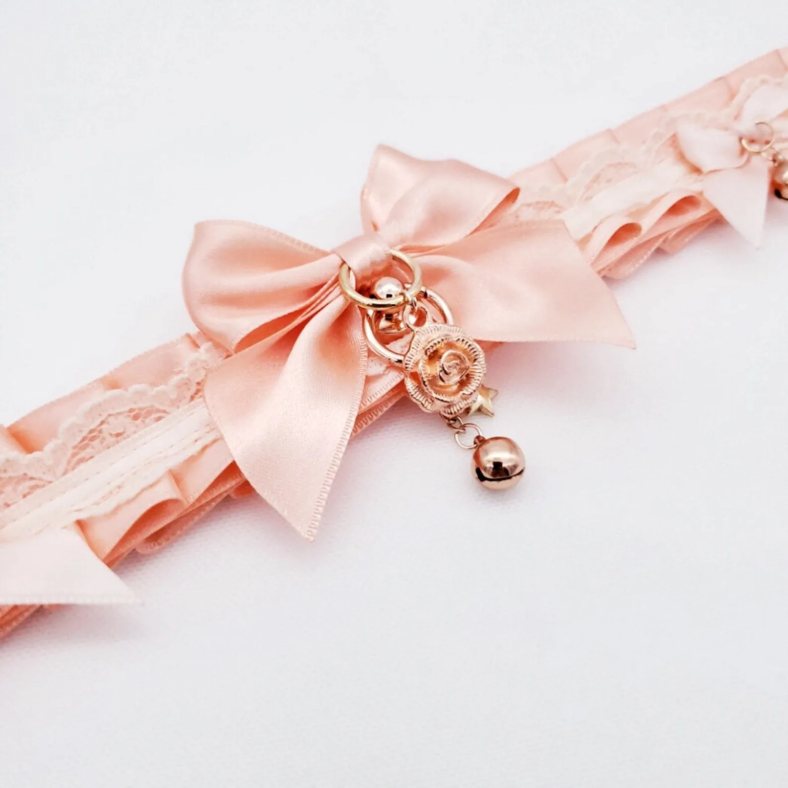 Peach and Rose Gold Lacey Pet Play Collar