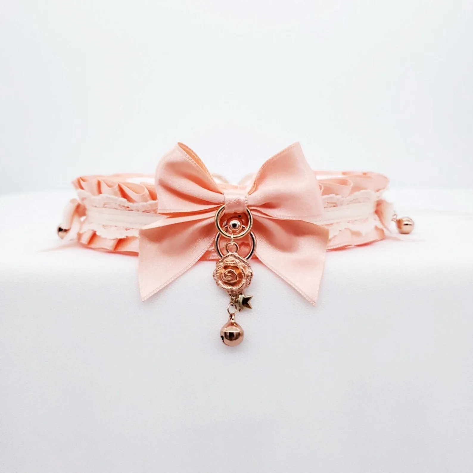 Peach and Rose Gold Lacey Pet Play Collar