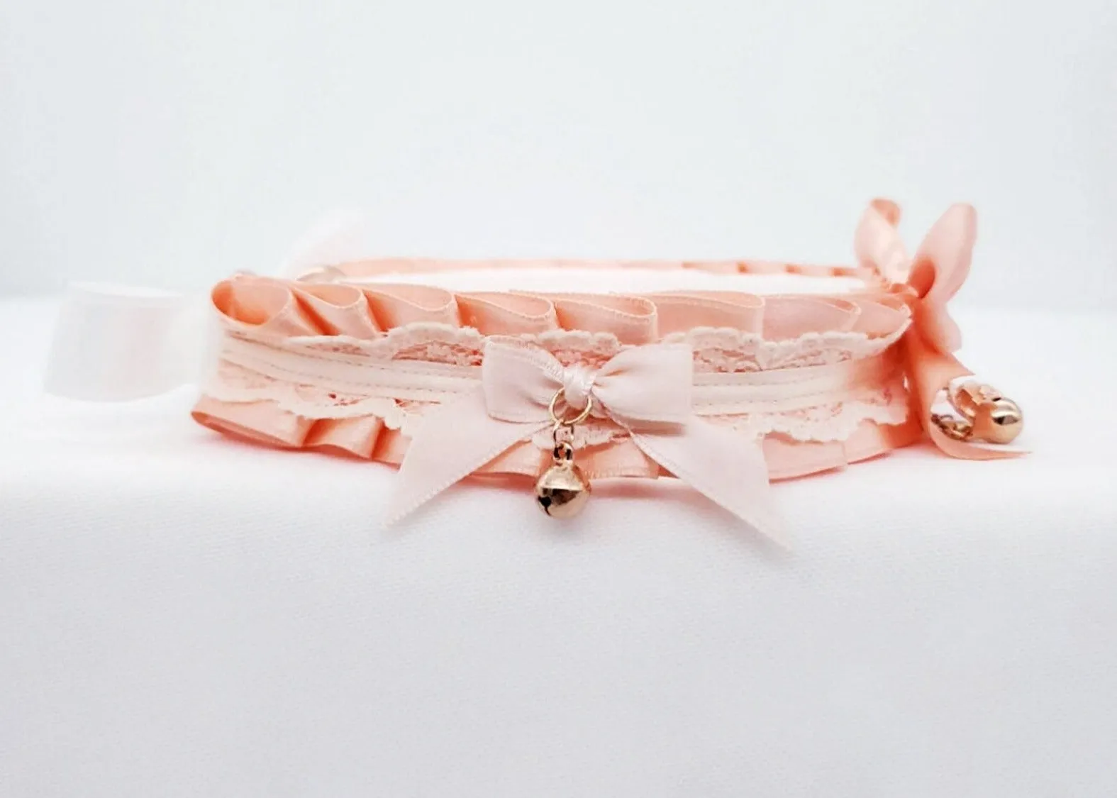 Peach and Rose Gold Lacey Pet Play Collar