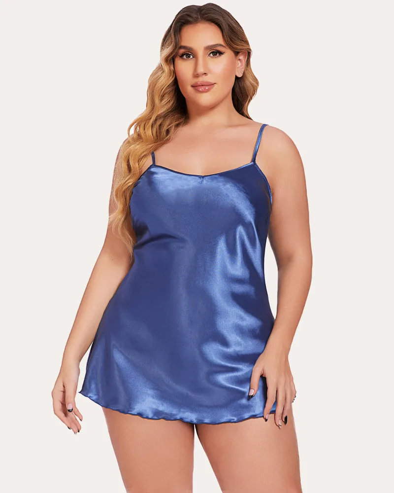 Plus Size Satin Dress Mini Slip Nightgown