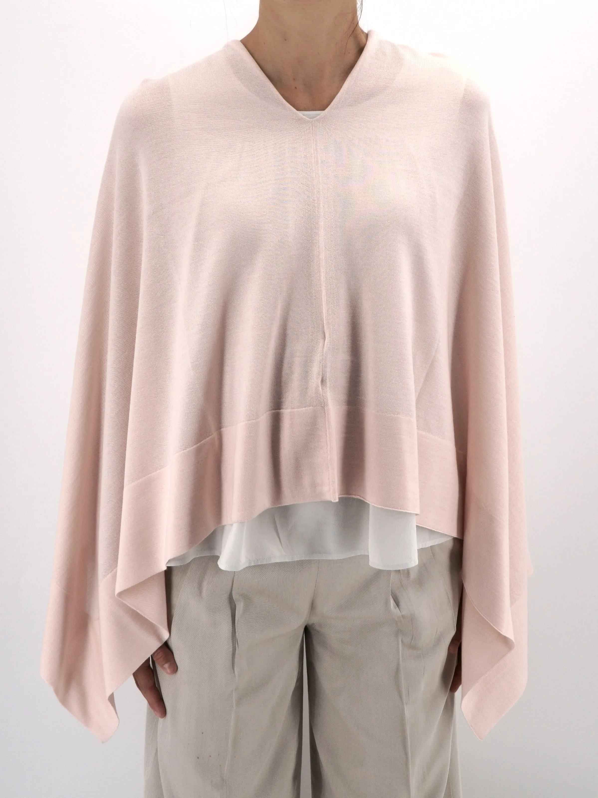 Poncho Rosa Cipria Cashmere & Seta