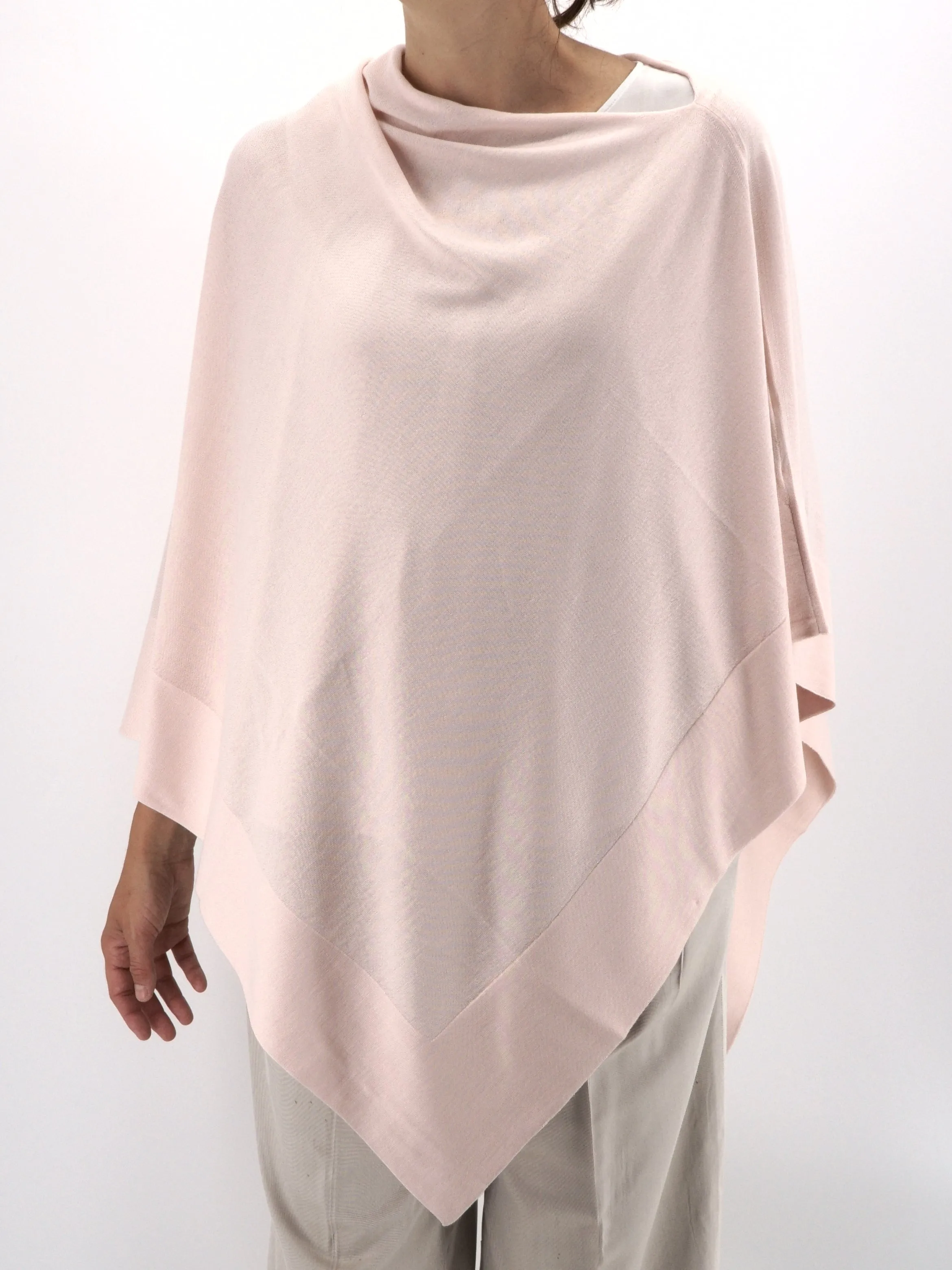 Poncho Rosa Cipria Cashmere & Seta