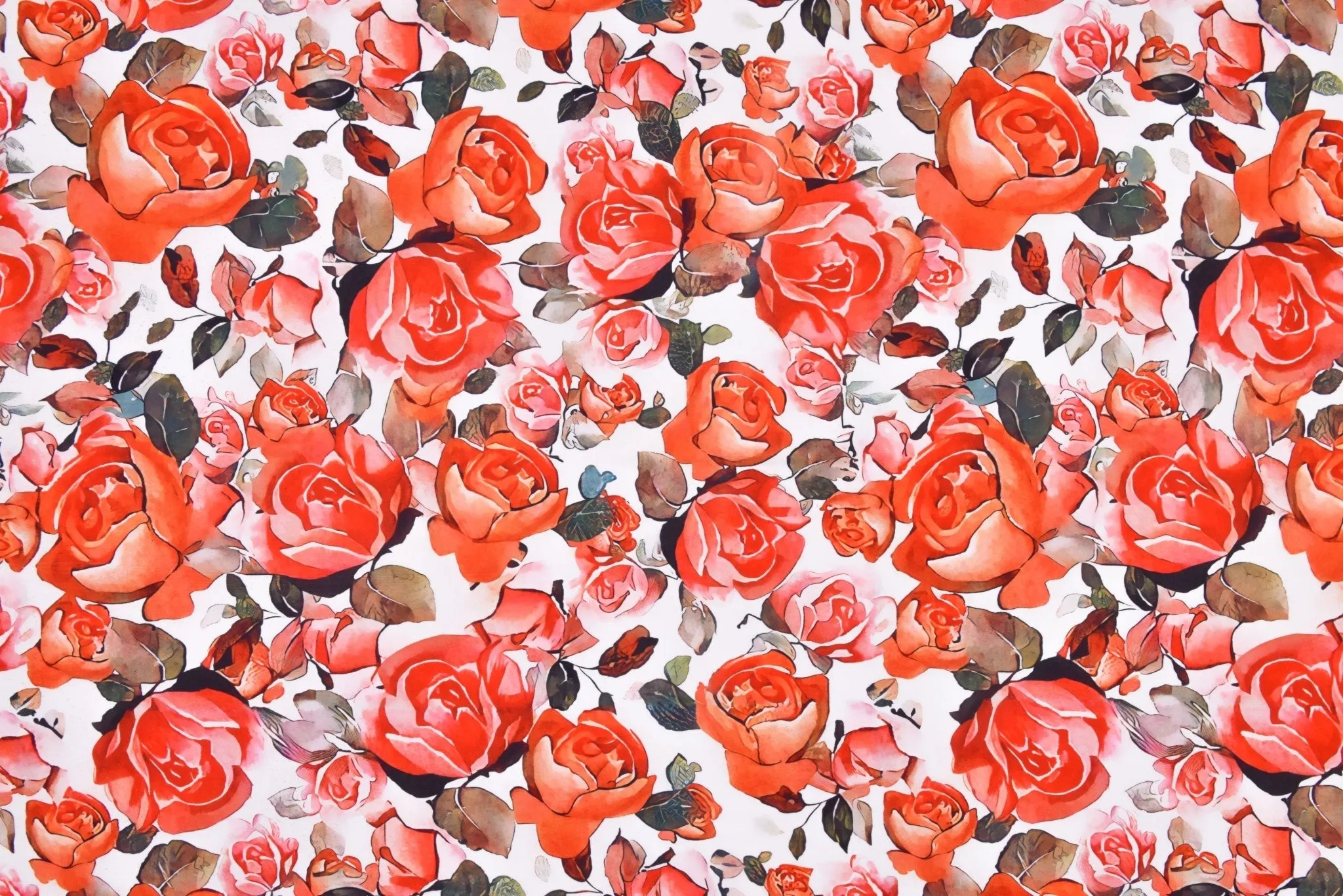 Premium Stretch Silky Satin Digital Print Fabric- Roses Garden -#4/1