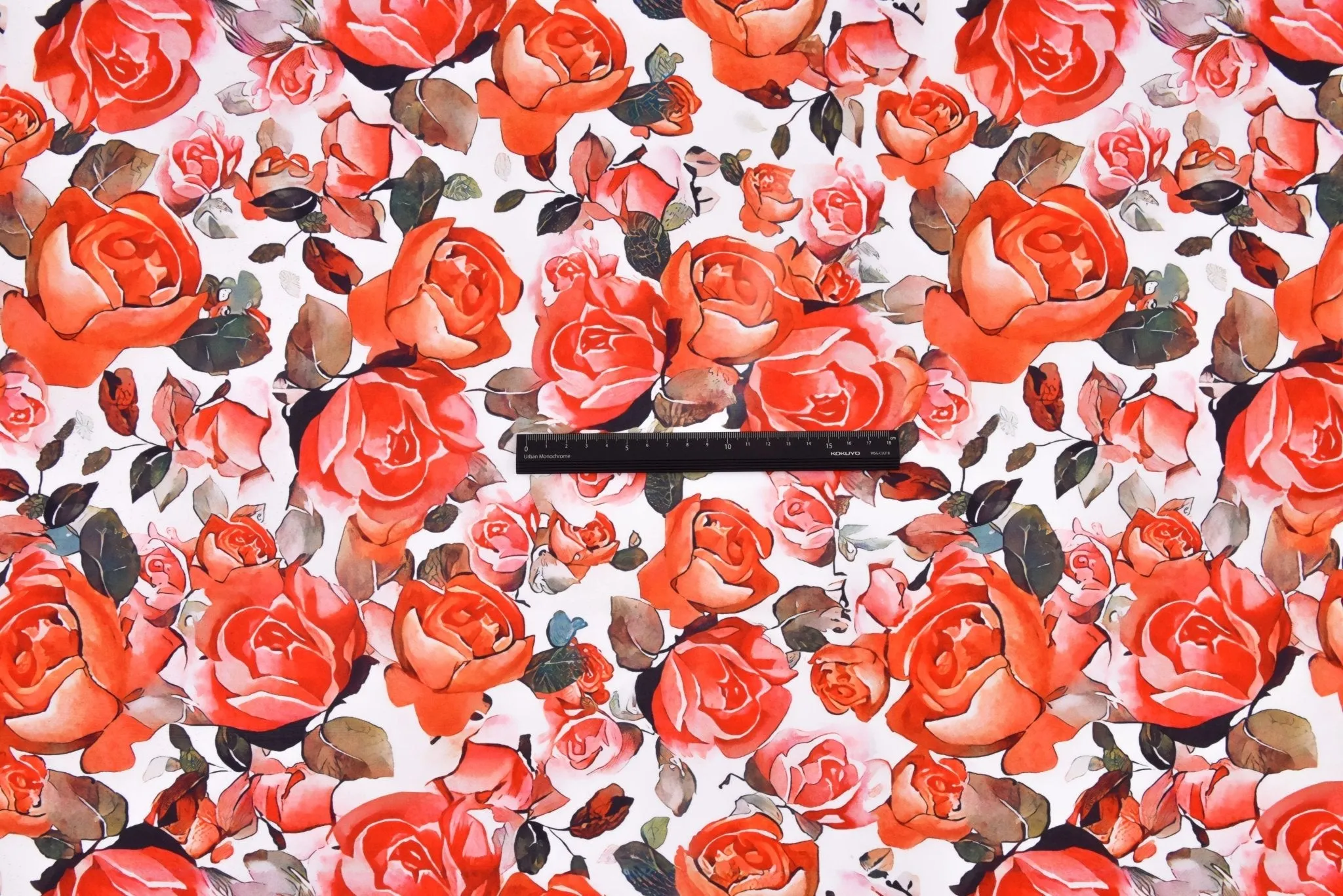 Premium Stretch Silky Satin Digital Print Fabric- Roses Garden -#4/1