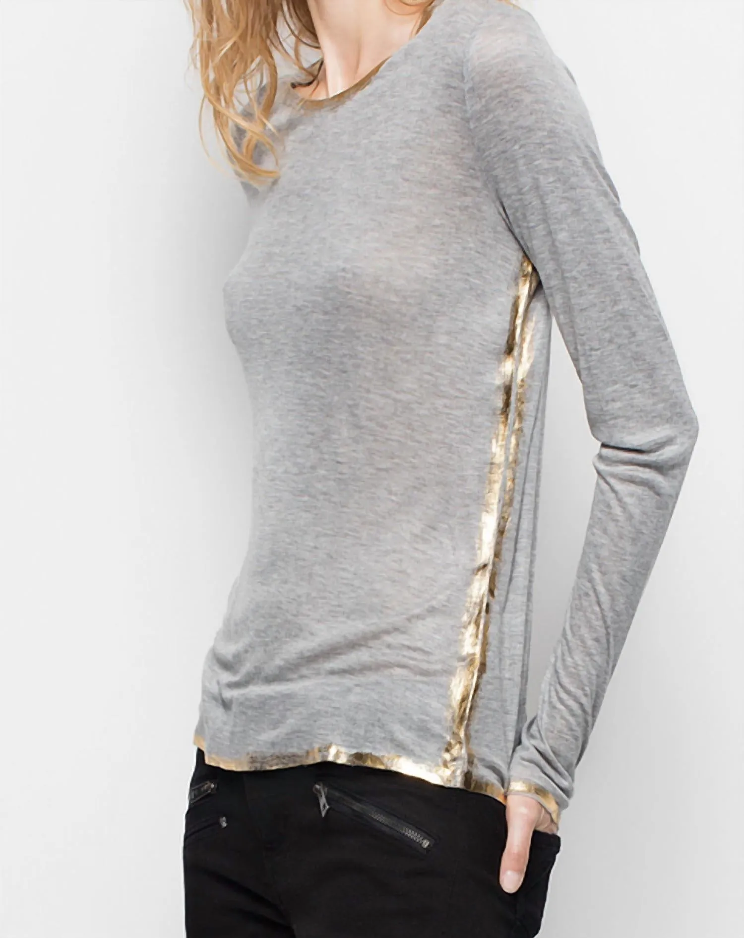 "Foils" Willy Gold Top in Grey