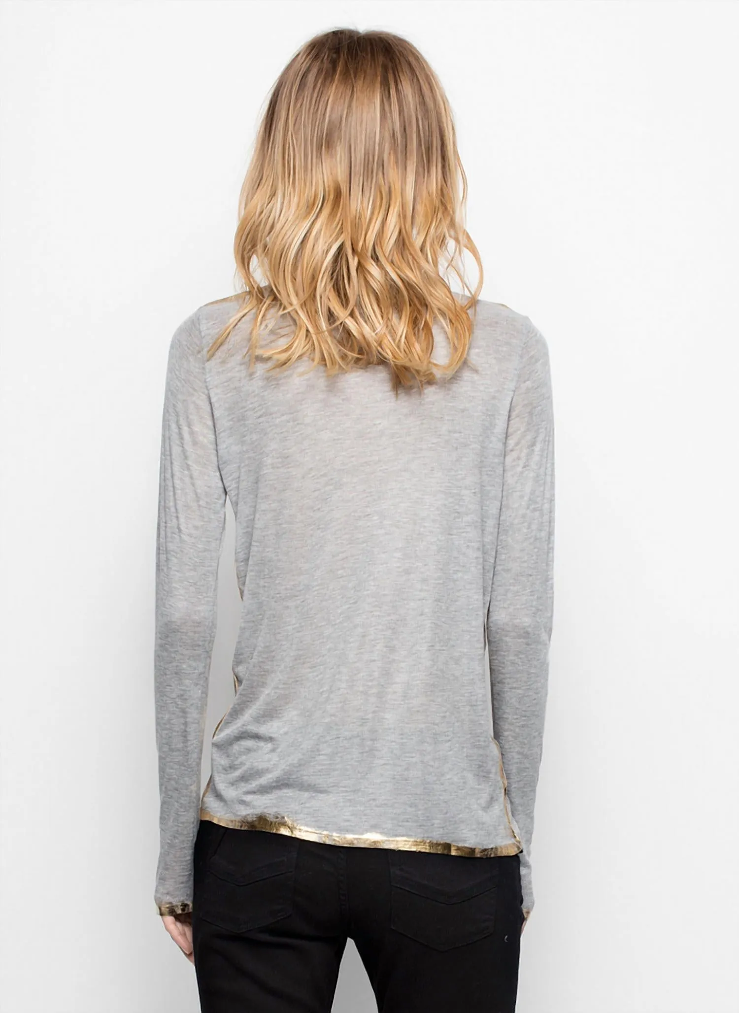 "Foils" Willy Gold Top in Grey