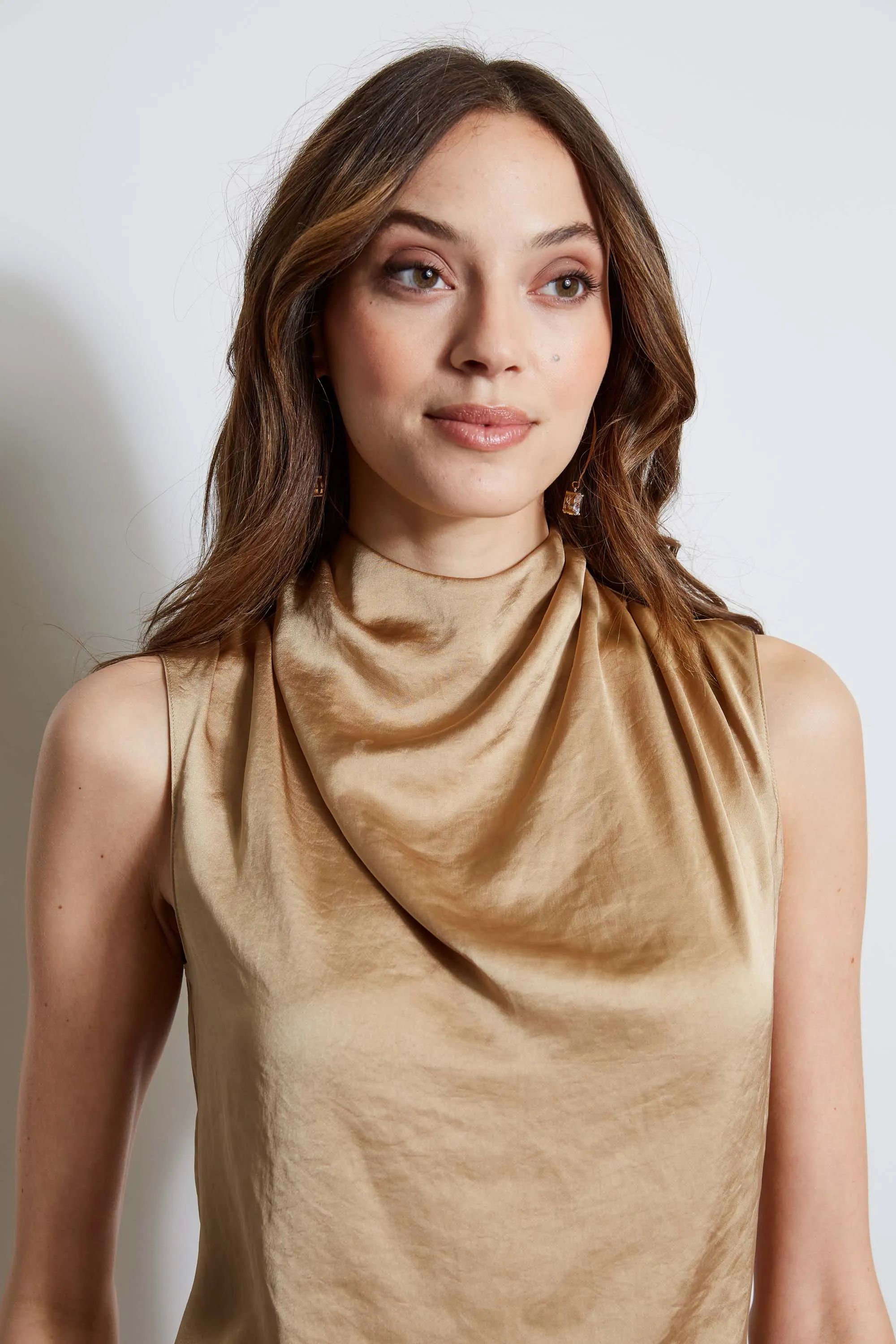 Satin Draped Neck Top