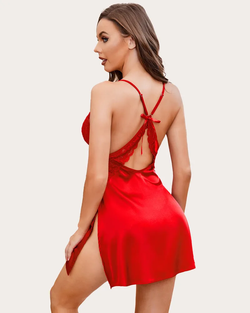 Side Slit Satin Nightgown