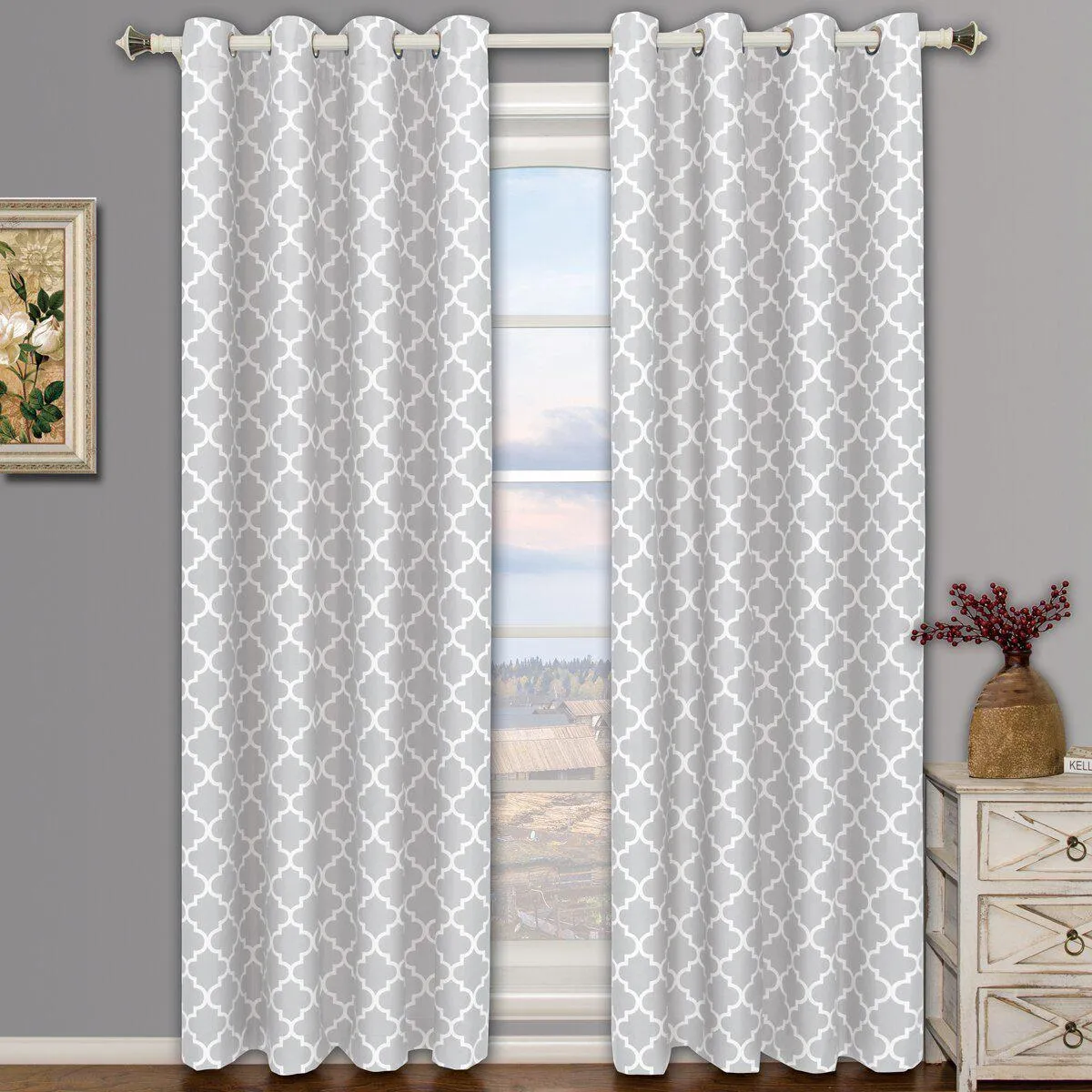 Silver Meridian Room-Darkening Thermal Insulated Curtain Pair (Set of 2 Panels)