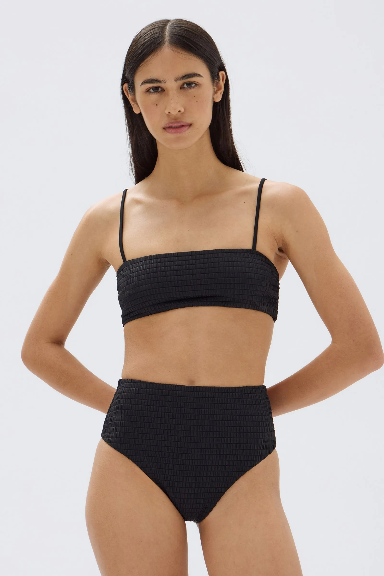 Textured High Waisted Swim Brief