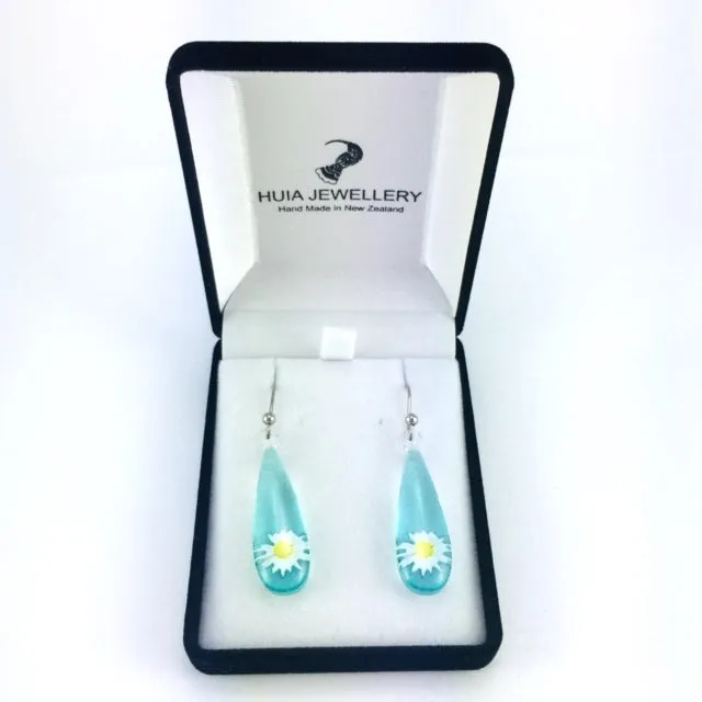 Turquoise Opaque Daisy Earrings