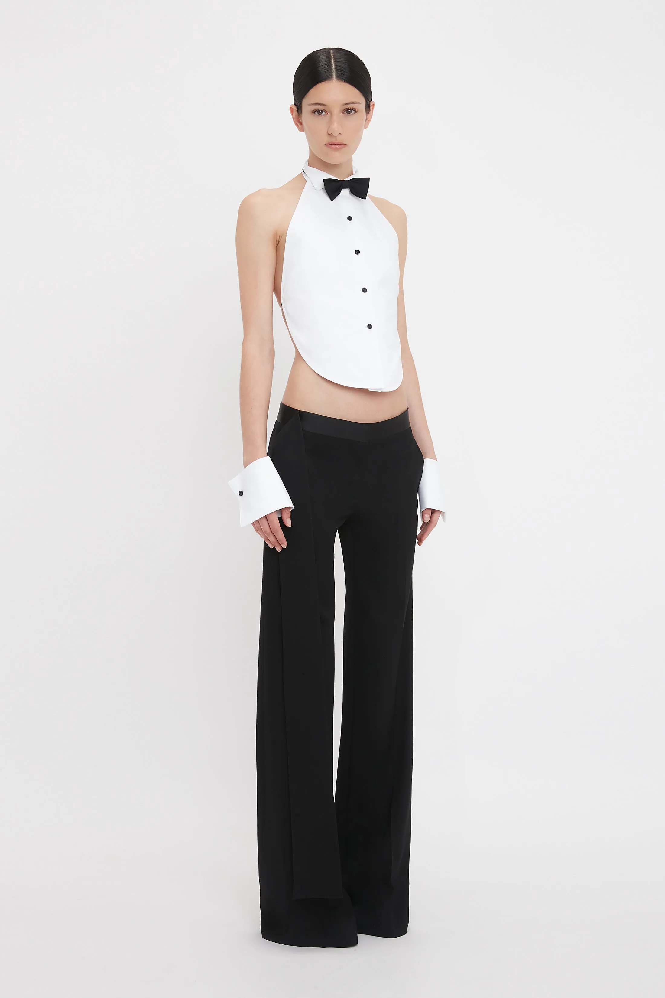 Tuxedo Bib In White