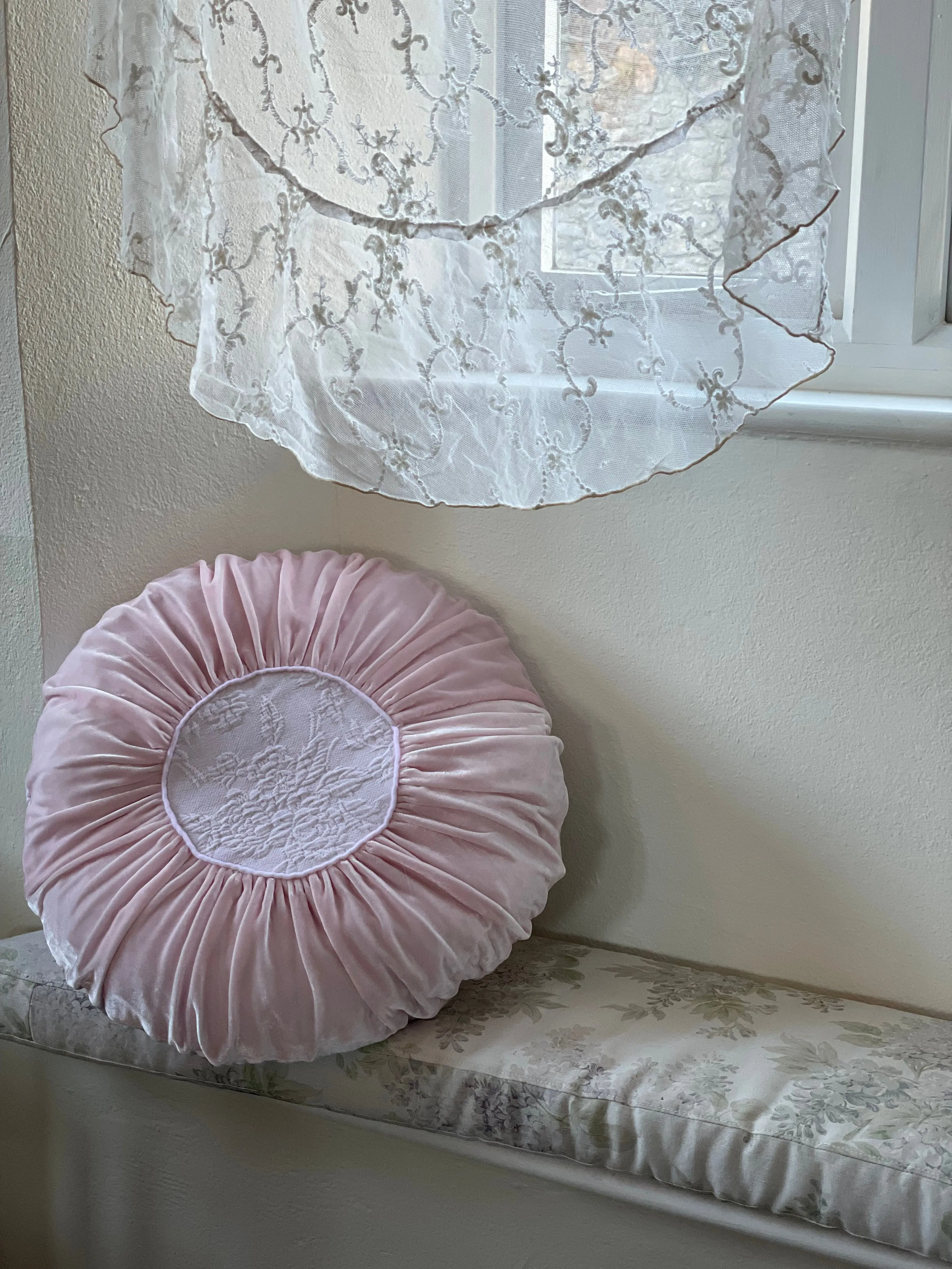 Velvet Rose Matelassé Round Pillow