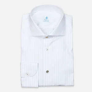 White Blue Striped Cutaway Shirt