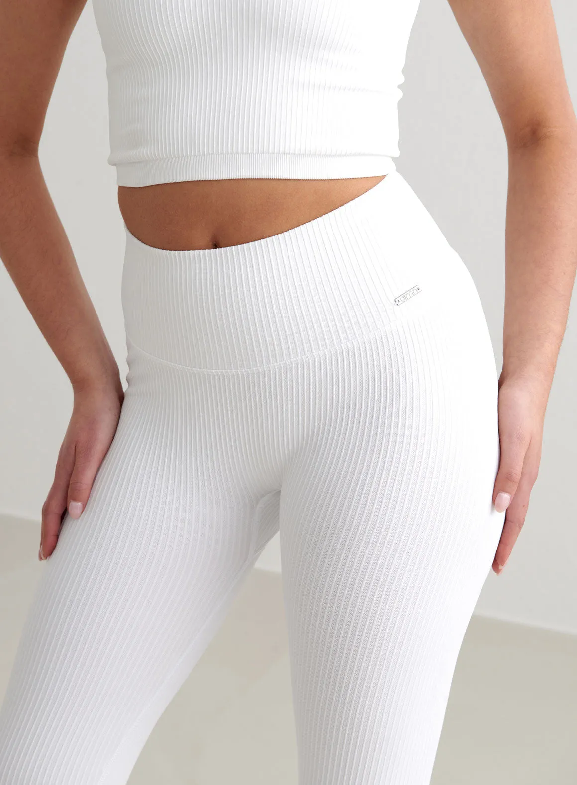 White Ribbed Seamless Tights