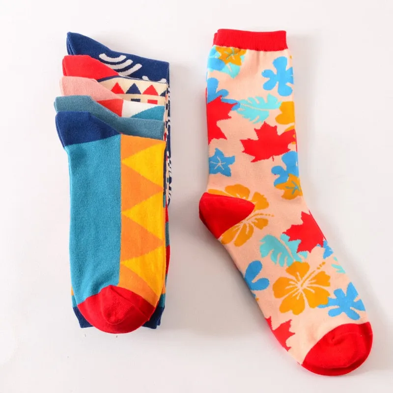 Womens Colorful Crew Socks - 27 Vibrantly Multicolor Patterns