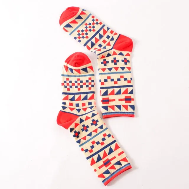 Womens Colorful Crew Socks - 27 Vibrantly Multicolor Patterns