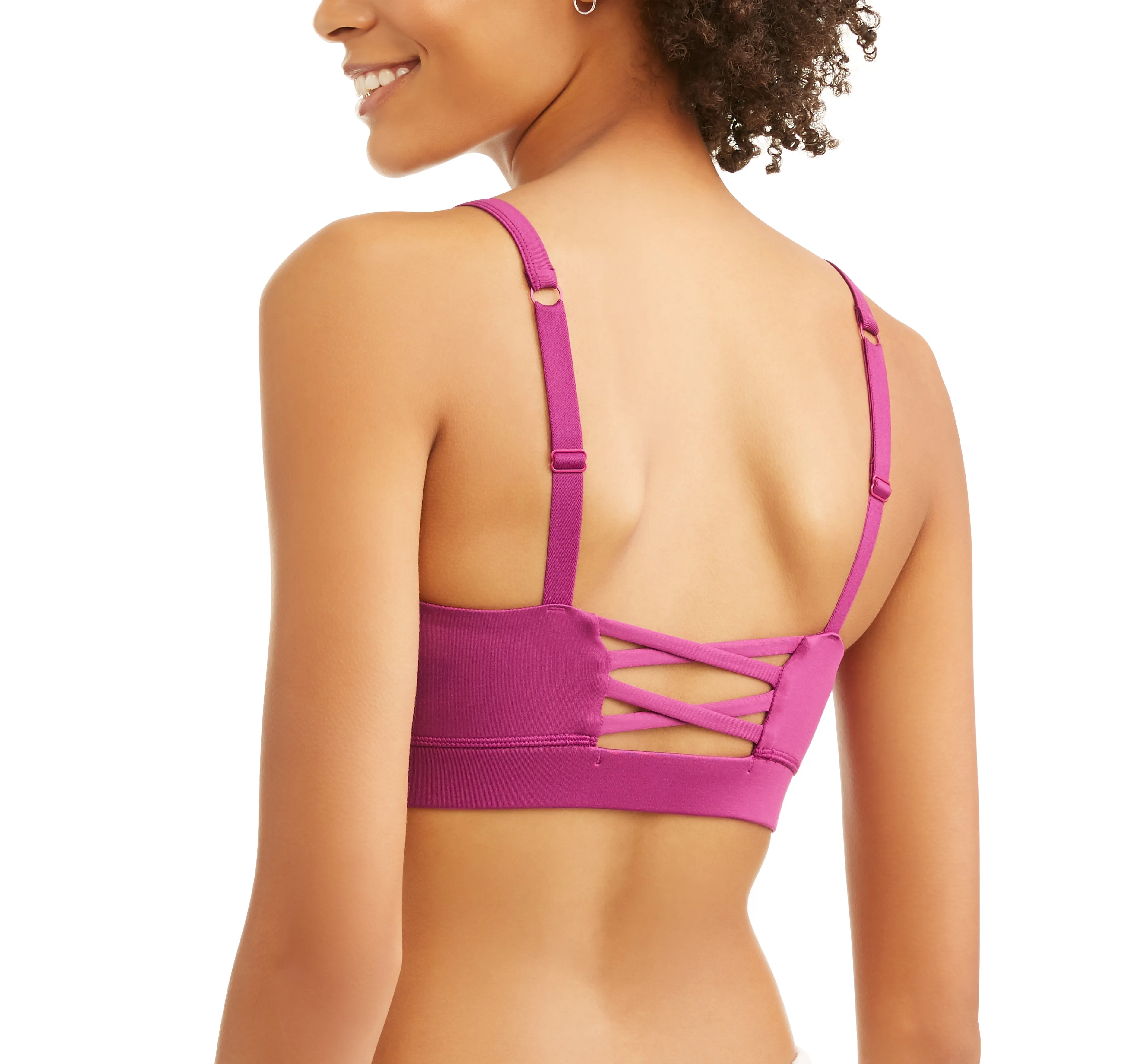 Women's Core Active Lattice Back Cami Sports Bra with Retractable Straps