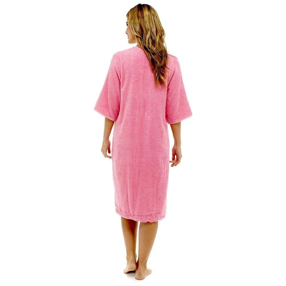 Daisy Dreamer Womens Terry Towelling Bathrobe - Soft, Fluffy, 100% Cotton, Zip Through, Ultra Absorbent Lounge Wear, UK Sizes 8-22