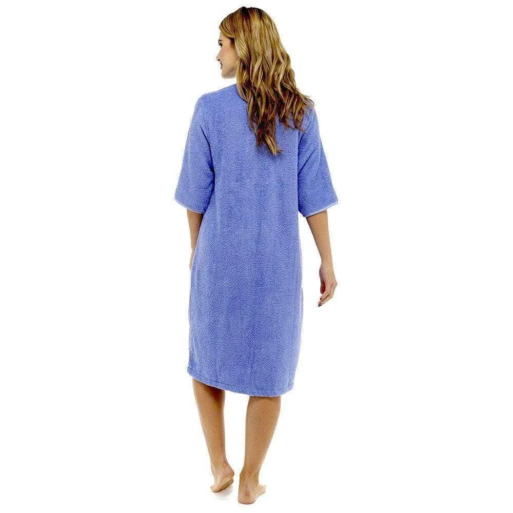 Daisy Dreamer Womens Terry Towelling Bathrobe - Soft, Fluffy, 100% Cotton, Zip Through, Ultra Absorbent Lounge Wear, UK Sizes 8-22